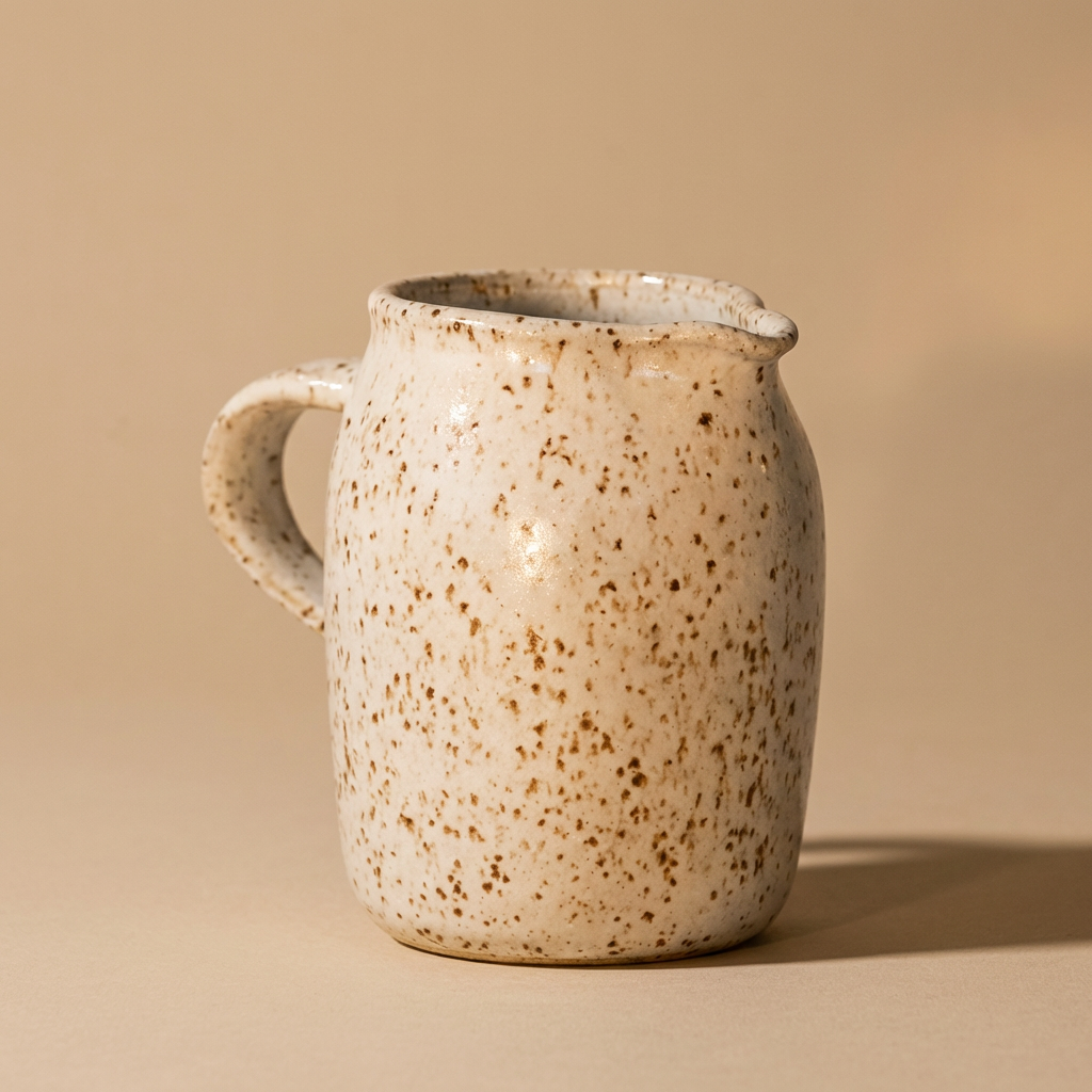 Speckled ceramic creamer.