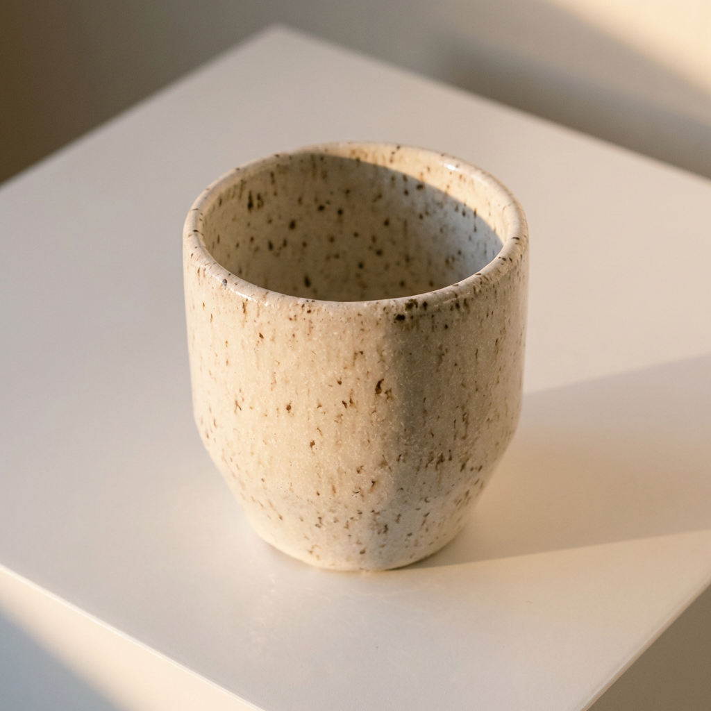 Speckled ceramic cup.